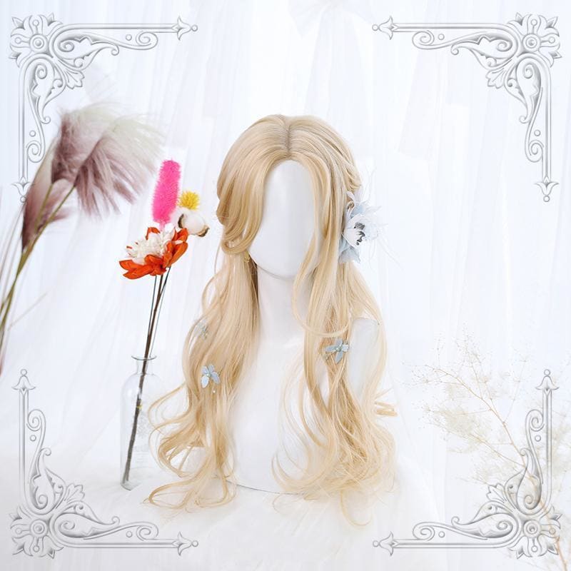 Lolita Light Blonde Mid Length Curly Wig MK0699 - KawaiiMoriStore