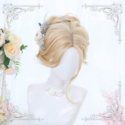 Lolita Light Blonde Mid Length Curly Wig MK0699 - KawaiiMoriStore