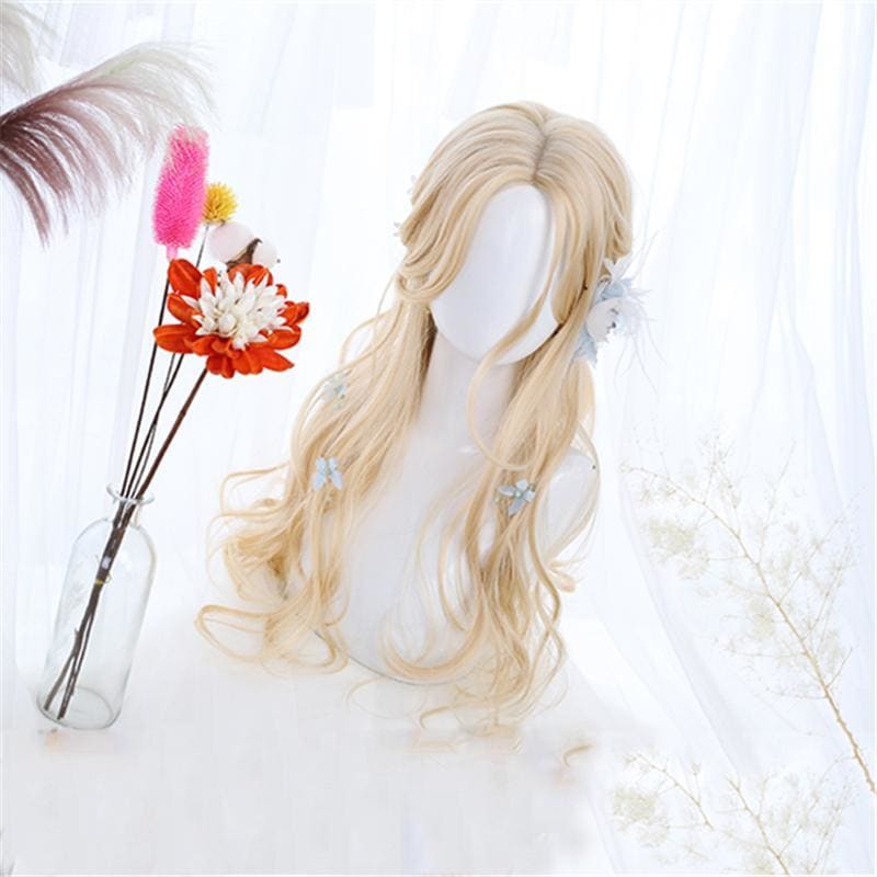 Lolita Light Blonde Mid Length Curly Wig MK0699 - KawaiiMoriStore