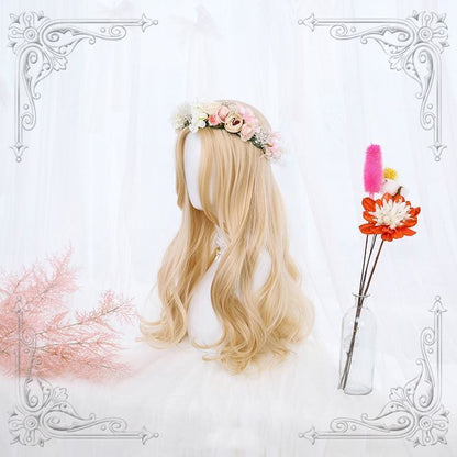 Lolita Light Blonde Mid Length Curly Wig MK0699 - KawaiiMoriStore