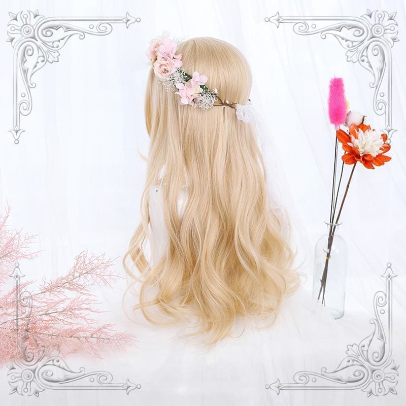 Lolita Light Blonde Mid Length Curly Wig MK0699 - KawaiiMoriStore