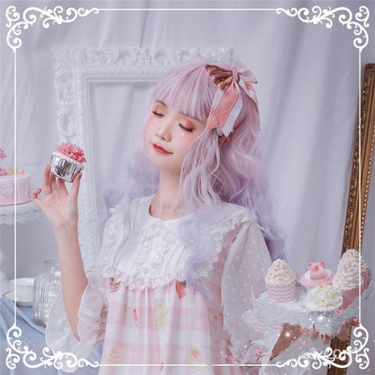 Lolita Pink Blue Gradient Long Curly Wig MK15369 - KawaiiMoriStore