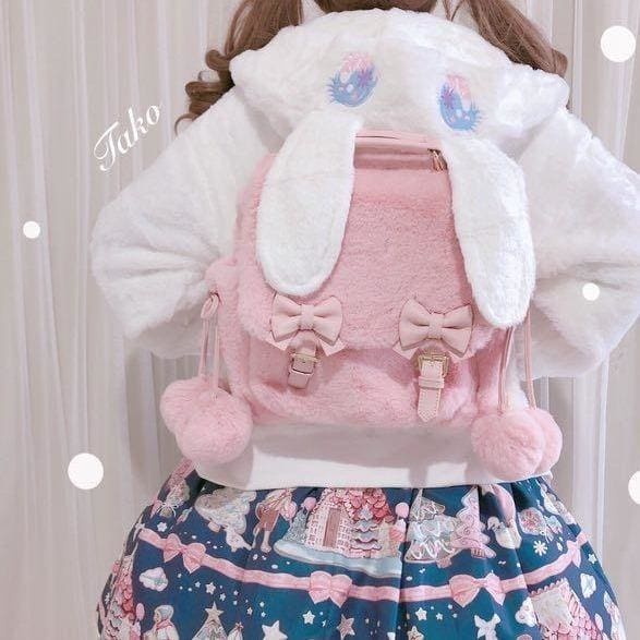 Lolita style Kawaii Plush Coral Bowknot Backpack MK0678 - KawaiiMoriStore