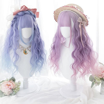 Long Curly Mixed Blue/Purple Pink Ombre Lolita Cosplay Wig MK15774 - KawaiiMoriStore