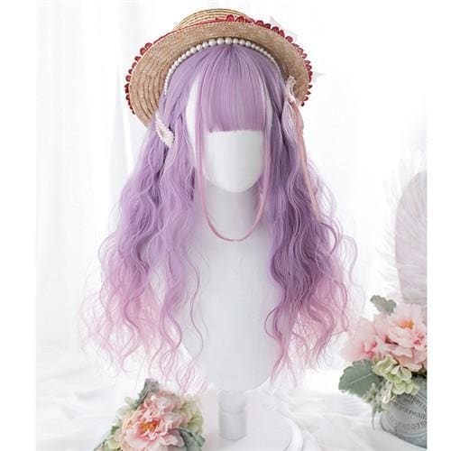 Long Curly Mixed Blue/Purple Pink Ombre Lolita Cosplay Wig MK15774 - KawaiiMoriStore