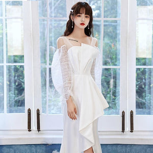 Long Sleeve White Evening Dress