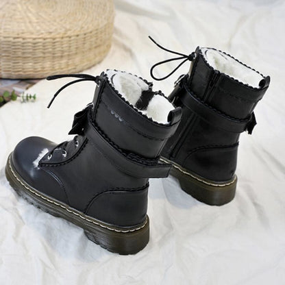 Love Heart Bow Strap Inner Fleece Martin Boots MK15452 - KawaiiMoriStore