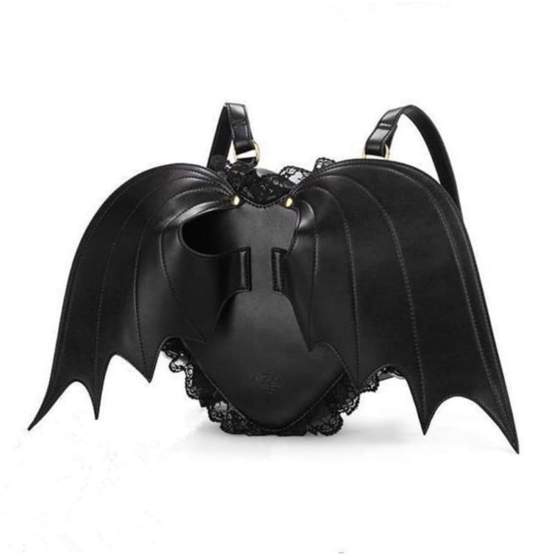 Lovely Black Bat Wings Angel School Backpack MK183 - KawaiiMoriStore