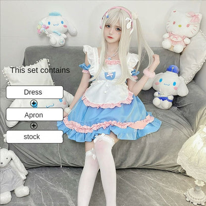 Lovely Candy Pink Blue Sweet Maid Dress ON655 - M / Blue Set