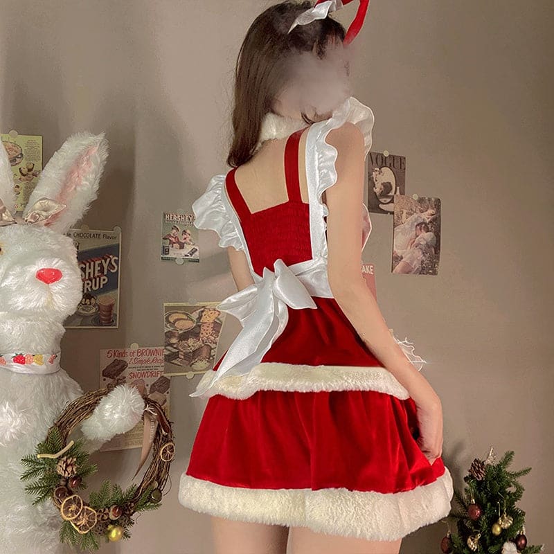 Lovely Hollow heart Bunny Christmas Maid Dress PE119 - dress