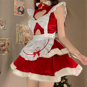 Lovely Hollow heart Bunny Christmas Maid Dress PE119 - dress