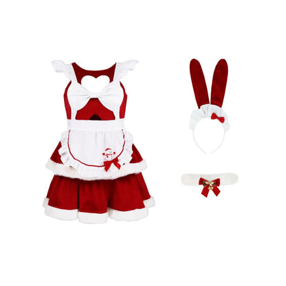 Lovely Hollow heart Bunny Christmas Maid Dress PE119 - dress