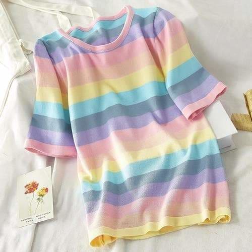 Lovely Kawaii Pastel Rainbow Cute Fashion T-shirt MK16071 - 