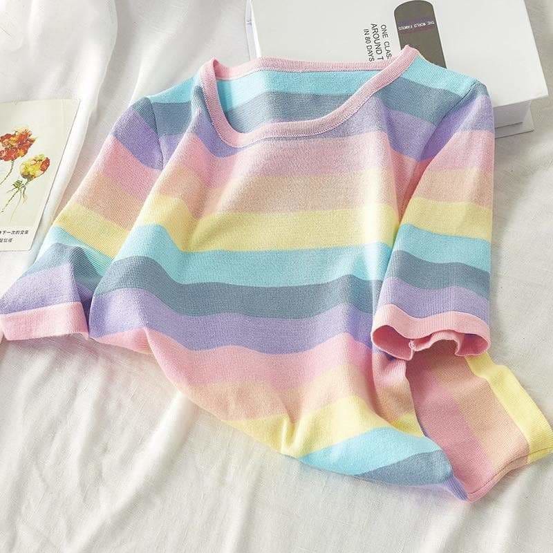 Lovely Kawaii Pastel Rainbow Cute Fashion T-shirt MK16071 - 