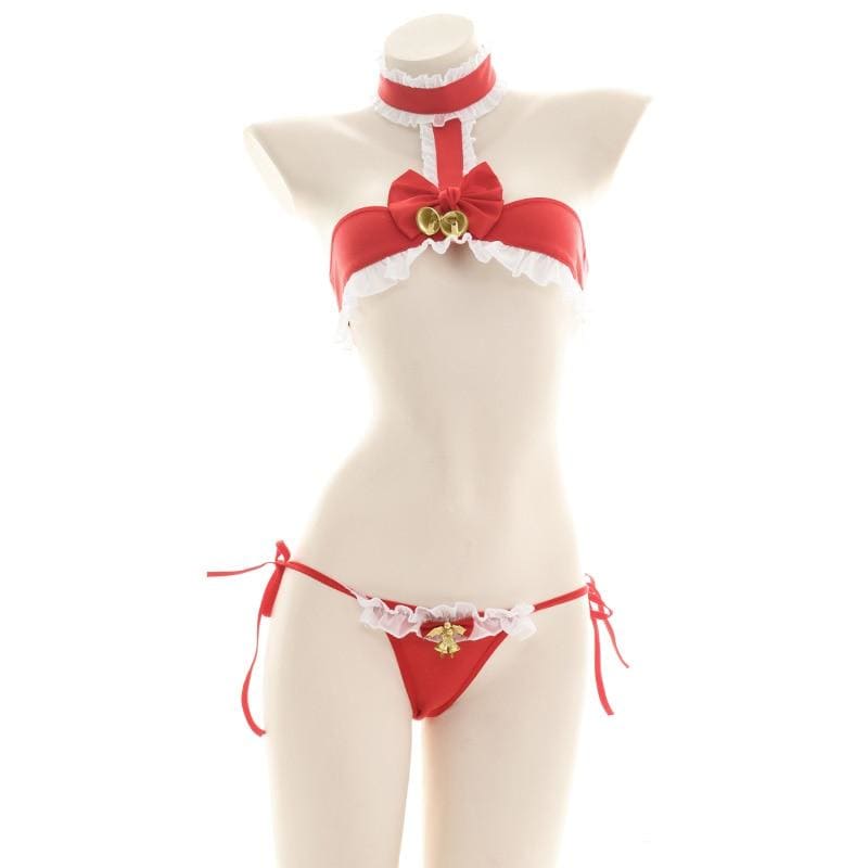 Lovely Red Christmas Bell 2pcs Bikini Suit MM0622 - KawaiiMoriStore