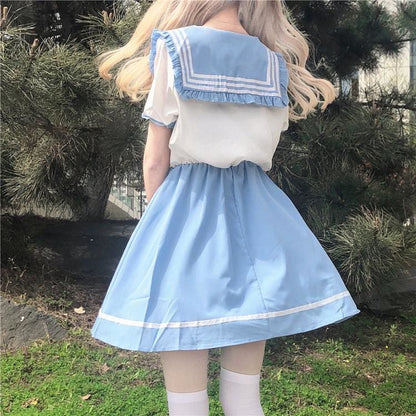 Lovely Sweet Fashion Girl Pastel Blue Dress MM1630 - KawaiiMoriStore