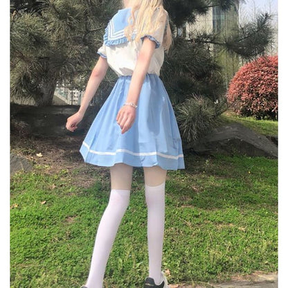 Lovely Sweet Fashion Girl Pastel Blue Dress MM1630 - KawaiiMoriStore