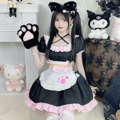 Lovely Sweet Girl Pink Cat Girl Maid Dress ON649 - dress