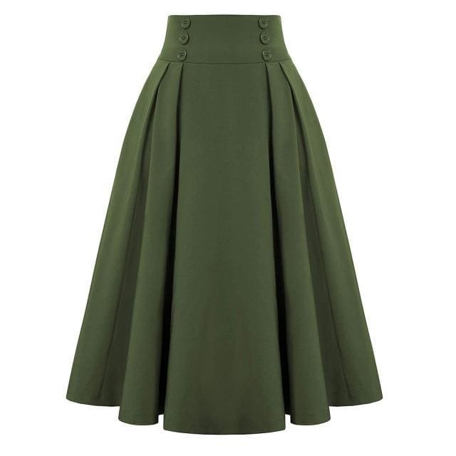 Mardi - Casual Vintage High Waste Skirt With Pockets - Skirt