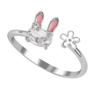 Matching Bunny Rabbit Ring - Adjustable / Sliver - ring