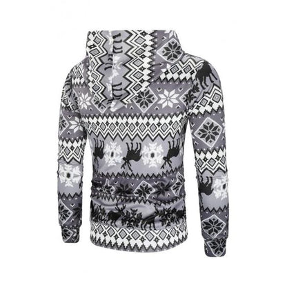 Men 3D Christmas Snowflake Geometric Print Hoodie - KawaiiMoriStore