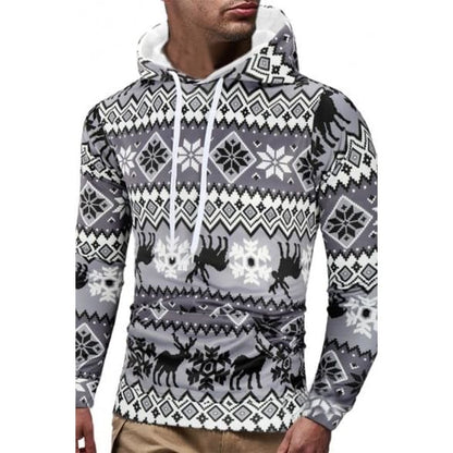 Men 3D Christmas Snowflake Geometric Print Hoodie - KawaiiMoriStore