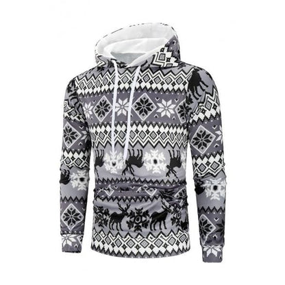 Men 3D Christmas Snowflake Geometric Print Hoodie - KawaiiMoriStore