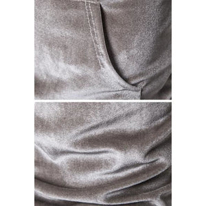 Mens Vintage Long Sleeve Pouch Pocket Plain Velvet Hoodie with Pocket - KawaiiMoriStore