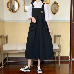 Meri Blackberry 2-piece Kawaii Aesthetic Pinafore Dress + 