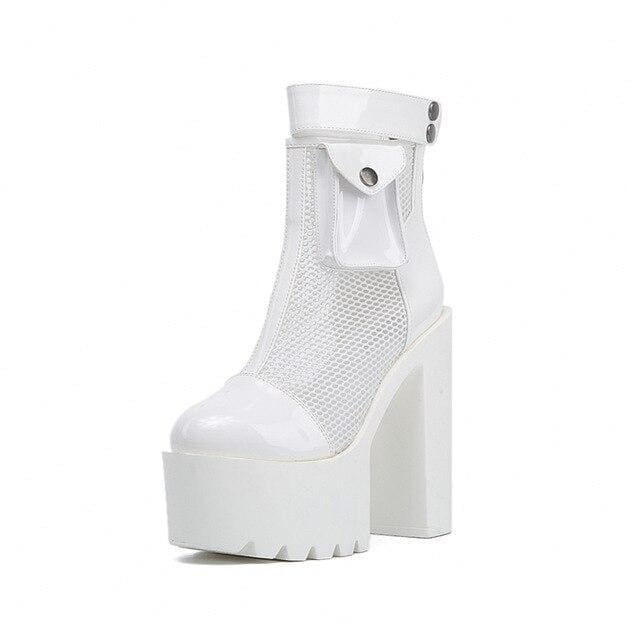 Mesh Punk High Heel Platform Boots MK15054 - KawaiiMoriStore