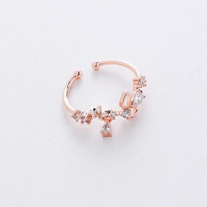 Micro-inlaid Crystal Sweet Elegant Flower Ring MK15364 - KawaiiMoriStore