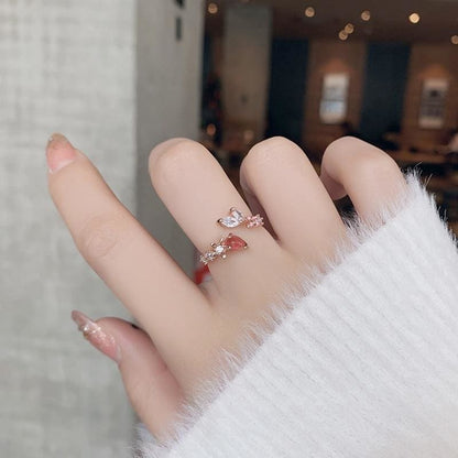 Micro-inlaid Crystal Sweet Elegant Flower Ring MK15364 - KawaiiMoriStore