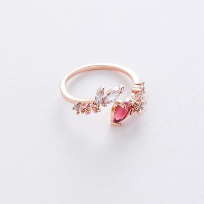 Micro-inlaid Crystal Sweet Elegant Flower Ring MK15364 - KawaiiMoriStore