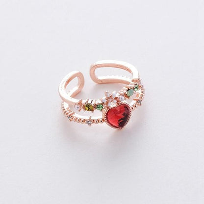 Micro-inlaid Crystal Sweet Elegant Flower Ring MK15364 - KawaiiMoriStore