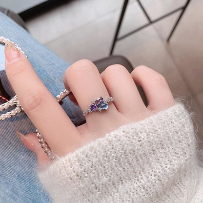 Micro-inlaid Crystal Sweet Elegant Flower Ring MK15364 - KawaiiMoriStore