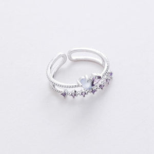 Micro-inlaid Crystal Sweet Elegant Flower Ring MK15364 - KawaiiMoriStore