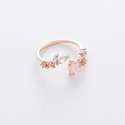 Micro-inlaid Crystal Sweet Elegant Flower Ring MK15364 - KawaiiMoriStore