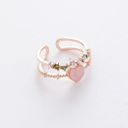 Micro-inlaid Crystal Sweet Elegant Flower Ring MK15364 - KawaiiMoriStore