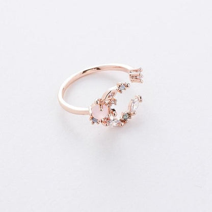 Micro-inlaid Crystal Sweet Elegant Flower Ring MK15364 - KawaiiMoriStore