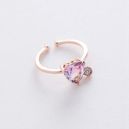 Micro-inlaid Crystal Sweet Elegant Flower Ring MK15364 - KawaiiMoriStore