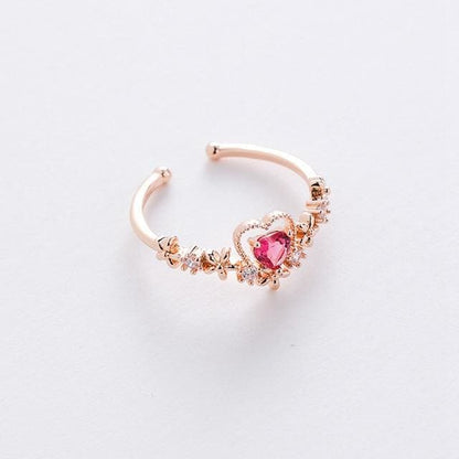 Micro-inlaid Crystal Sweet Elegant Flower Ring MK15364 - KawaiiMoriStore