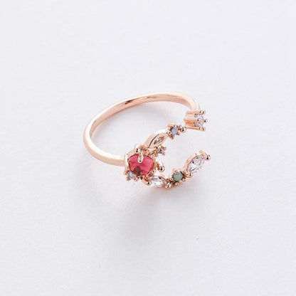 Micro-inlaid Crystal Sweet Elegant Flower Ring MK15364 - KawaiiMoriStore