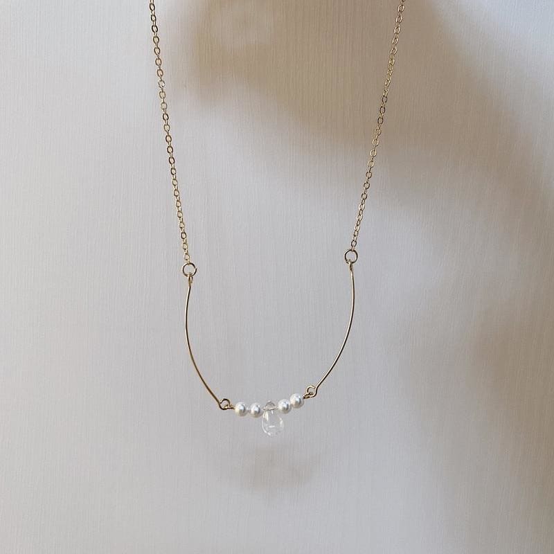 Minimalist Crystal Water Drop Pendant Necklace MK15650 - KawaiiMoriStore