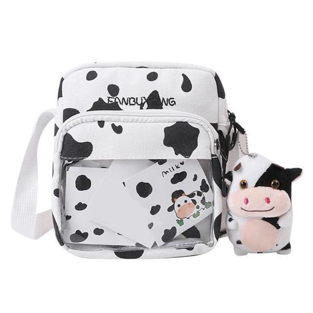 Multi-functional Cow Milk Pattern Canvas Crossbody Bag MK15801 - KawaiiMoriStore