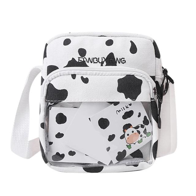 Multi-functional Cow Milk Pattern Canvas Crossbody Bag MK15801 - KawaiiMoriStore