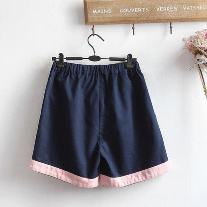 Navy Blue Mori Girl Kawaii Kitten Shorts MK15769 - KawaiiMoriStore