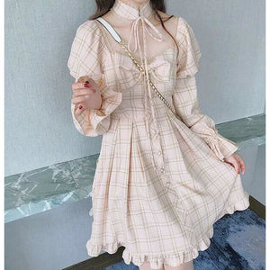 Olivia Snowbird Plaid Kawaii Princess Dolly Dress with 