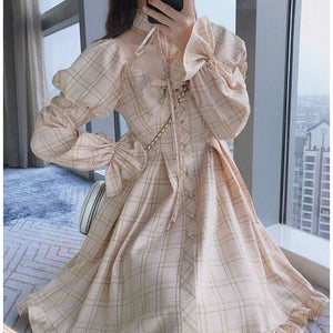 Olivia Snowbird Plaid Kawaii Princess Dolly Dress with 