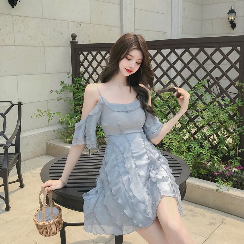 One-Shoulder Strap Puffy Mini Dress