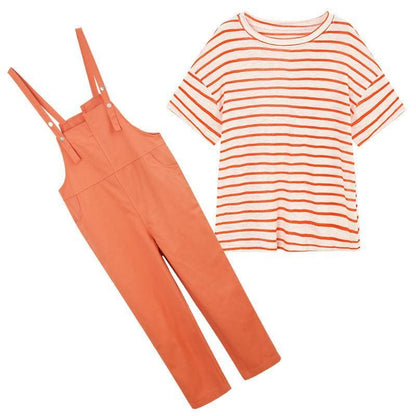 Orange/Khaki/White Loose Two Piece Set MK14814 - KawaiiMoriStore